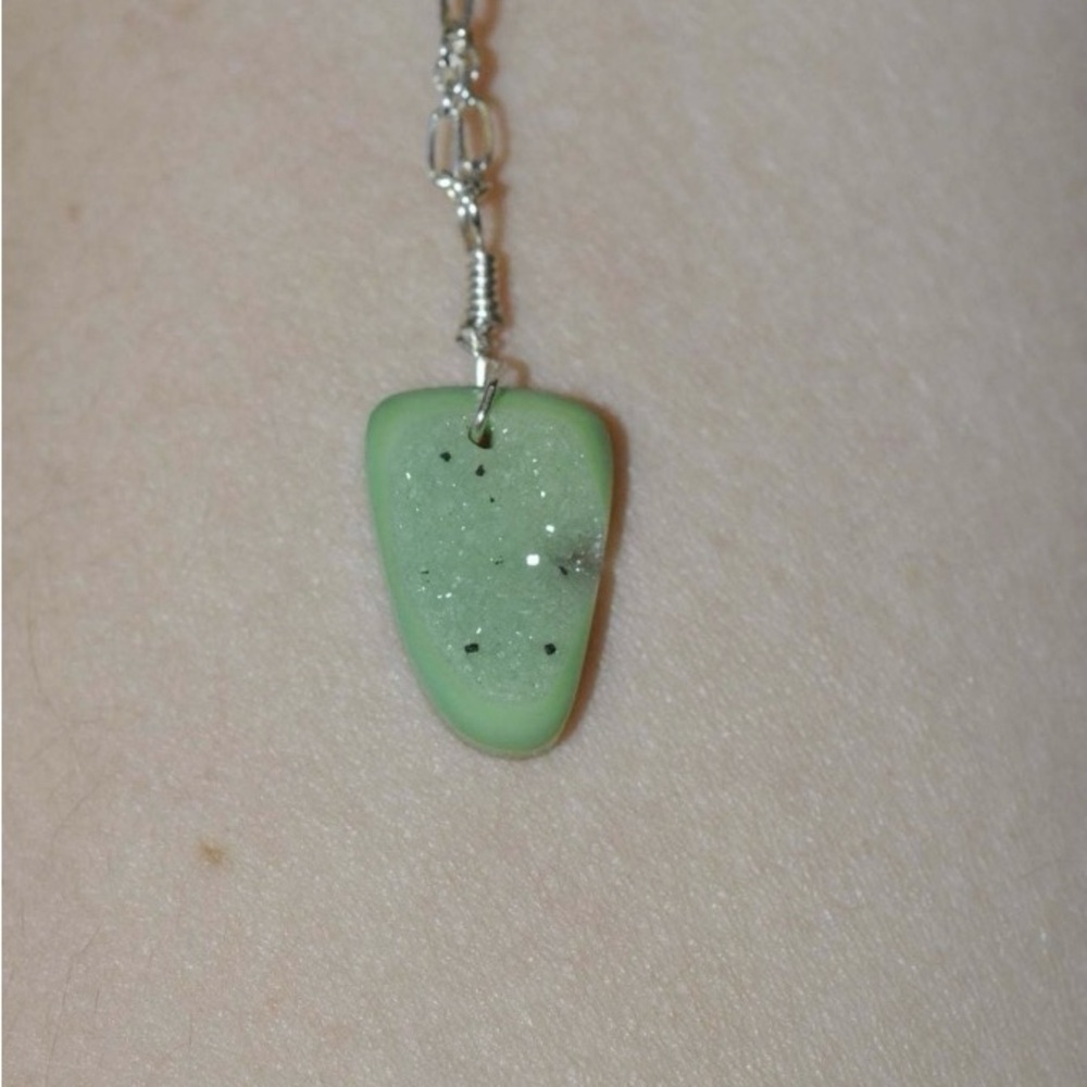 Apple Green Druzy Quartz Necklace